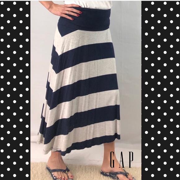 Gap Navy & Gray Striped Maxi Skirt Size Large - Picture 3 of 8